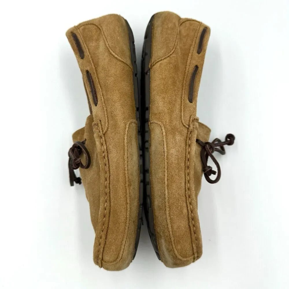 UGG Australia Men’s 9 Brown Suede Shearling Lined Moccasin Boat Shoes